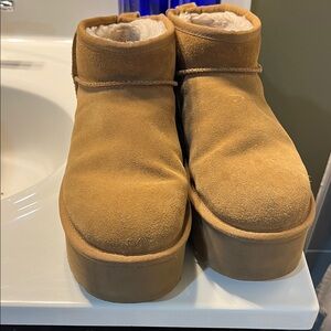 UGG Women's Tan Suede Platform Boots
